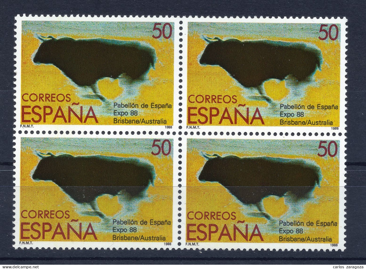 ESPAÑA 1988—EXPO BRISBANE. TORO ** EDI 2953, YT 2569, Mi 2833, EN BLOQUE - Nuevos