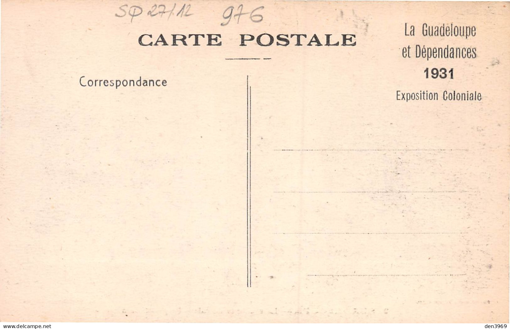 GUADELOUPE - La Cueillette (ceuillette) Du Café - Propriété Dain - Femme, Pin-up - Cachet Exposition Coloniale 1931 - Other & Unclassified