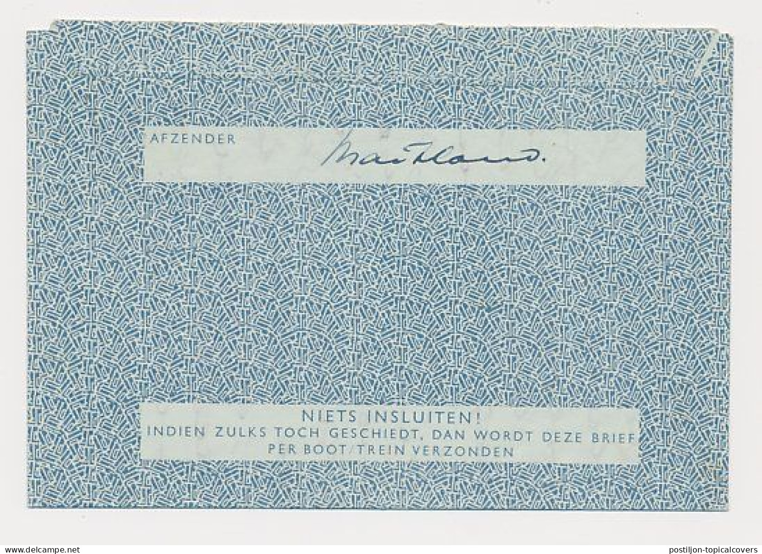 Geuzendam RL 1 Koninklijke  Rotterdamsche Lloyd - Postagent Rotterdam - Djakarta 1951 - Particulier Postwaardestuk - Storia Postale