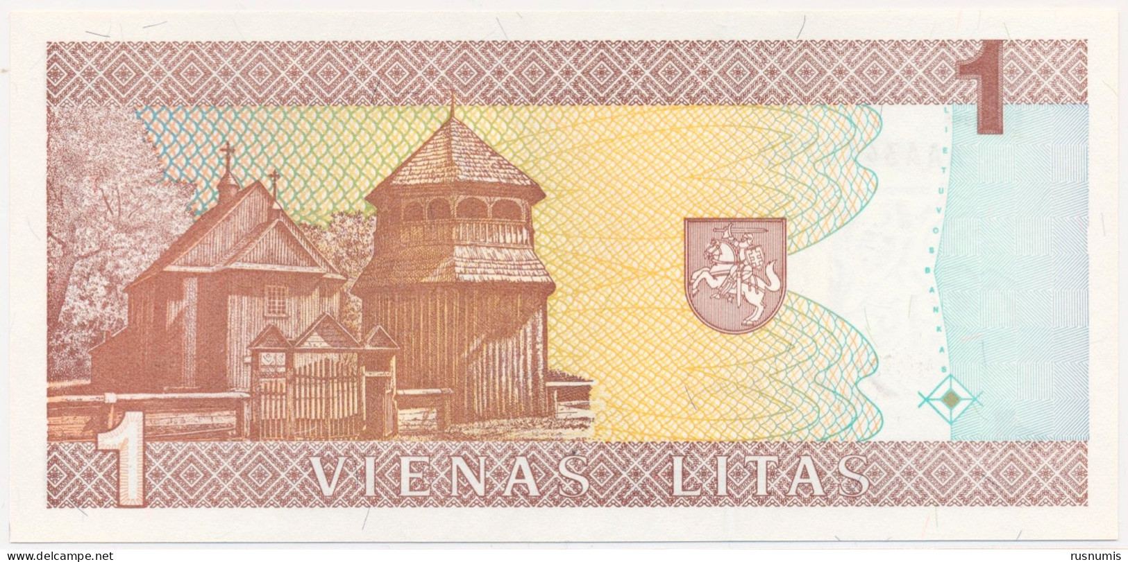 LITHUANIA - LITAUEN - LITUANIE 1 LITAS P-53a Julija Zemaite - Juozapas Wooden Church PREFIX: AAA 1994 UNC - Lithuania