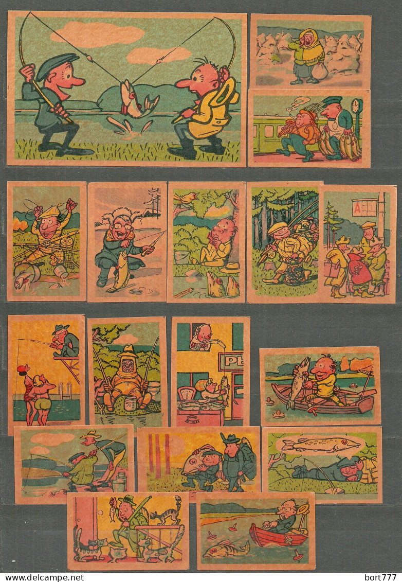 RUSSIA 1962 Matchbox Labels - Fisherman Athlete - I (humor) (catalog # 88) - Luciferdozen - Etiketten