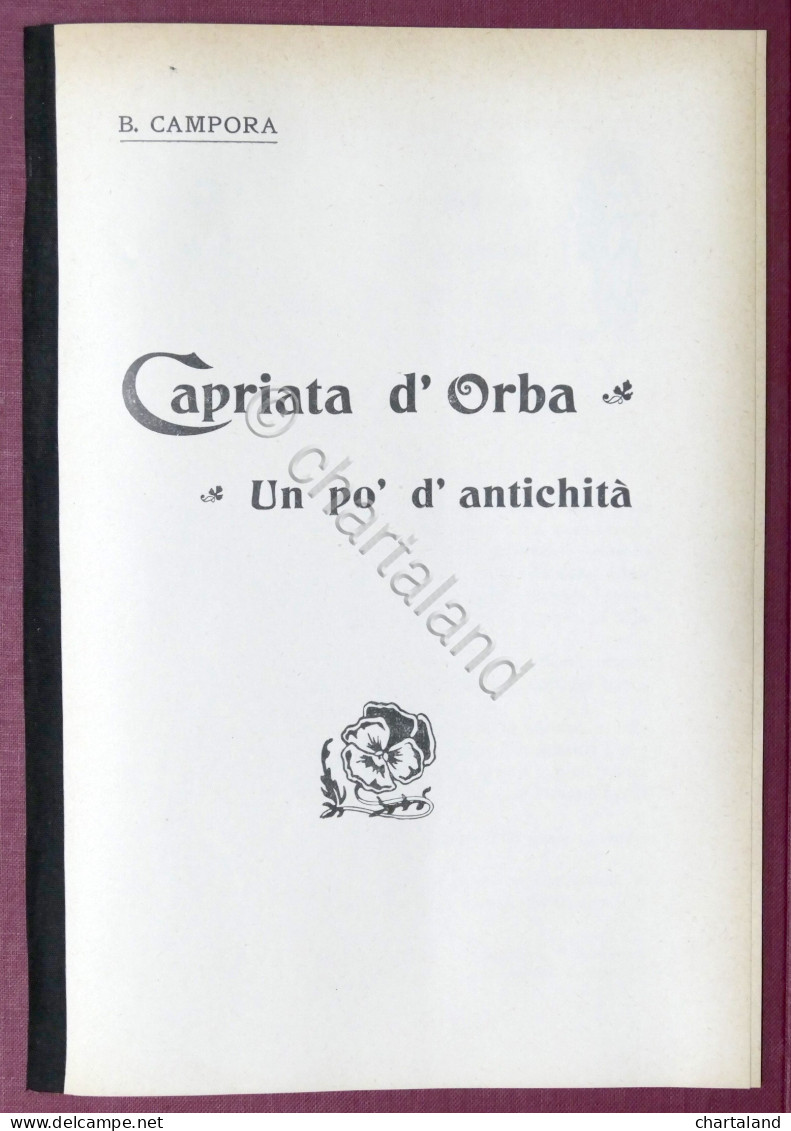 B. Campora - Capriata D'Orba - Un Po' D'antichità - 1905 - Autres & Non Classés