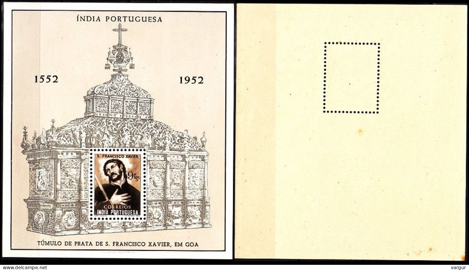 PORTUGUESE INDIA 1952 St. Francisco Xavier 400th Death Anniversary. S/Sheet, MNH - India Portuguesa