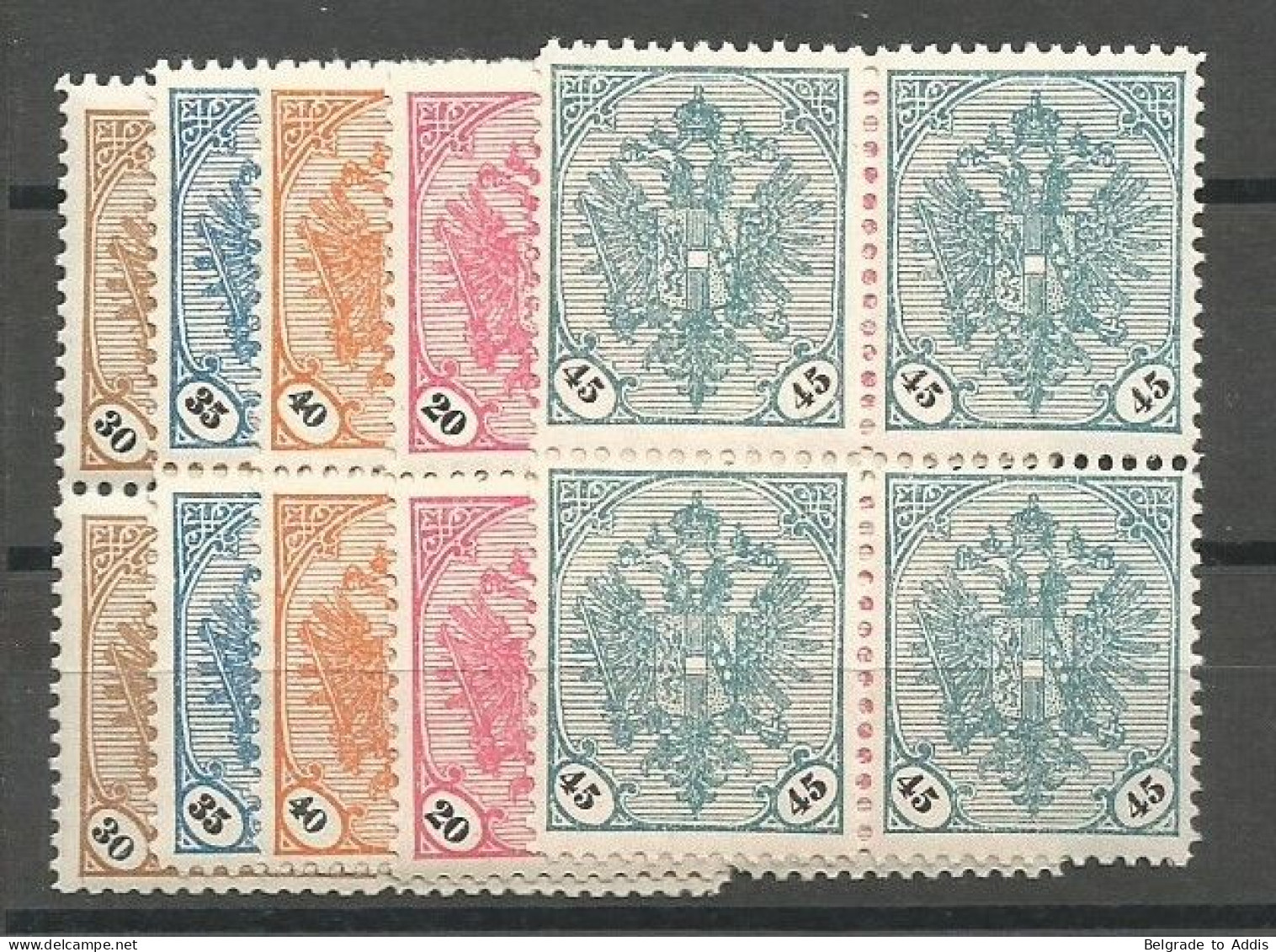 Bosnia Bosnien K.u.K. Austria Hungary Mi.24/28 Complete Set In Blocks Of 4 MNH / ** 1901 - Bosnia And Herzegovina