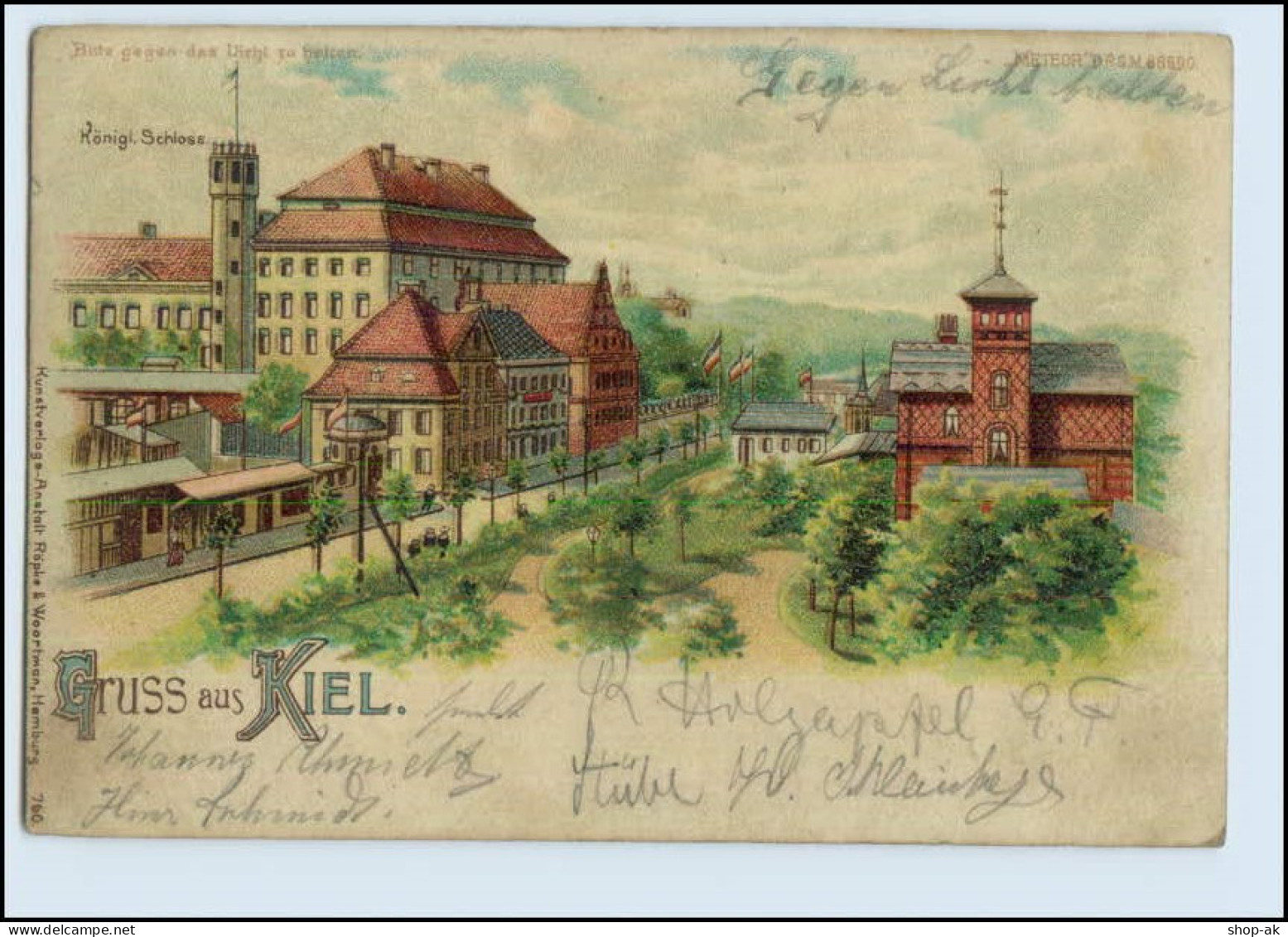 N1515/ Gruß Aus Kiel Meteor Halt Gegen Licht Litho AK 1903 - Halt Gegen Das Licht/Durchscheink.