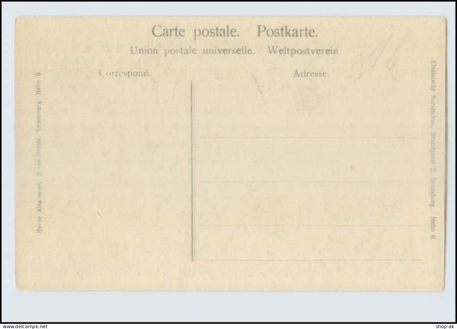 W7W20/ Elsässerin Trachten AK Verlag: Elsässische Rundschau Ca.1912 - Elsass