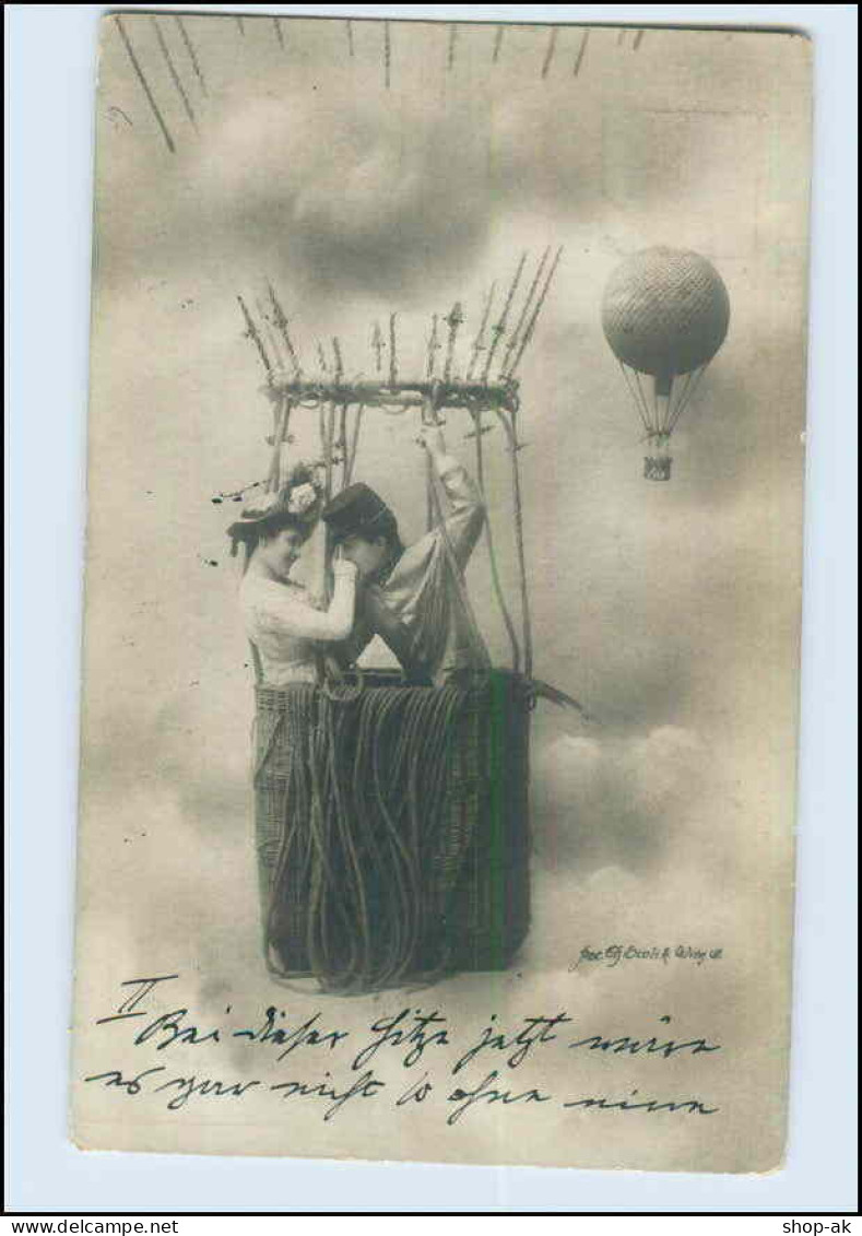 W7V27/ Paar Im Ballon Fotomontage Foto AK 1904 - Photographs