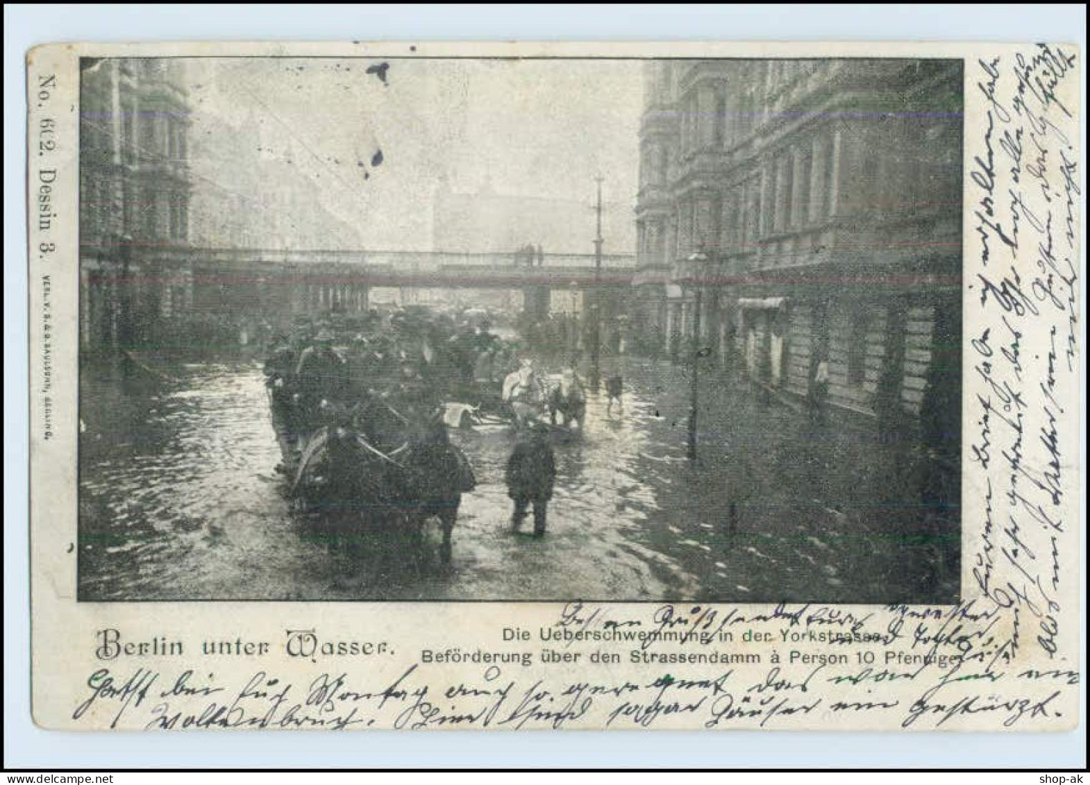 W7V24/ Berlin Unter Wasser Hochwasser Yorkstr. AK 1902 - Spandau