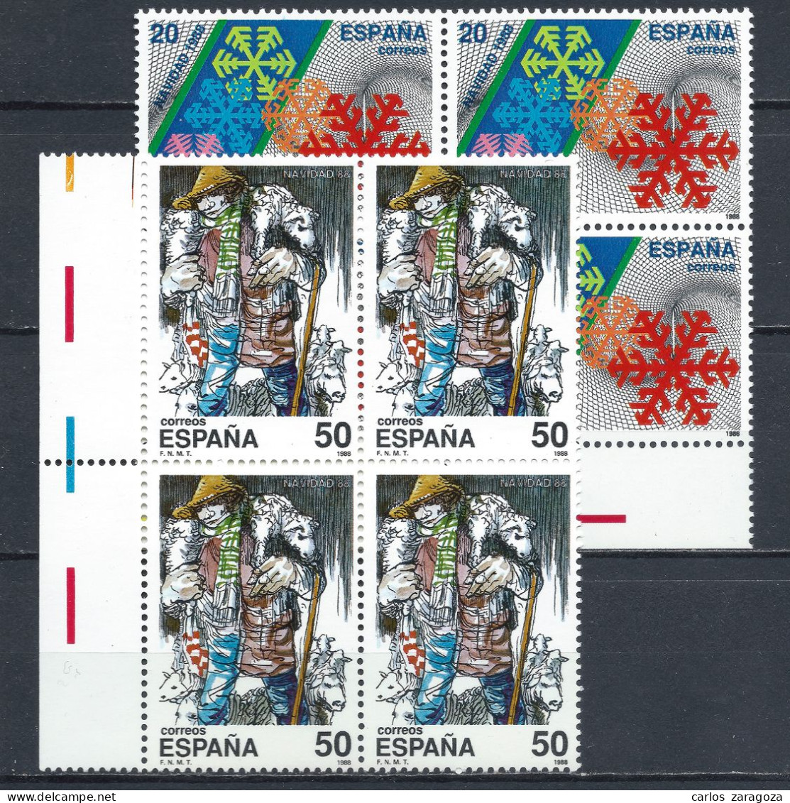 1988 ESPAÑA—NAVIDAD—Serie Completa En Bloque ** EDI 2976/2977, YT 2597/2598, Mi 2857/2858 - Unused Stamps