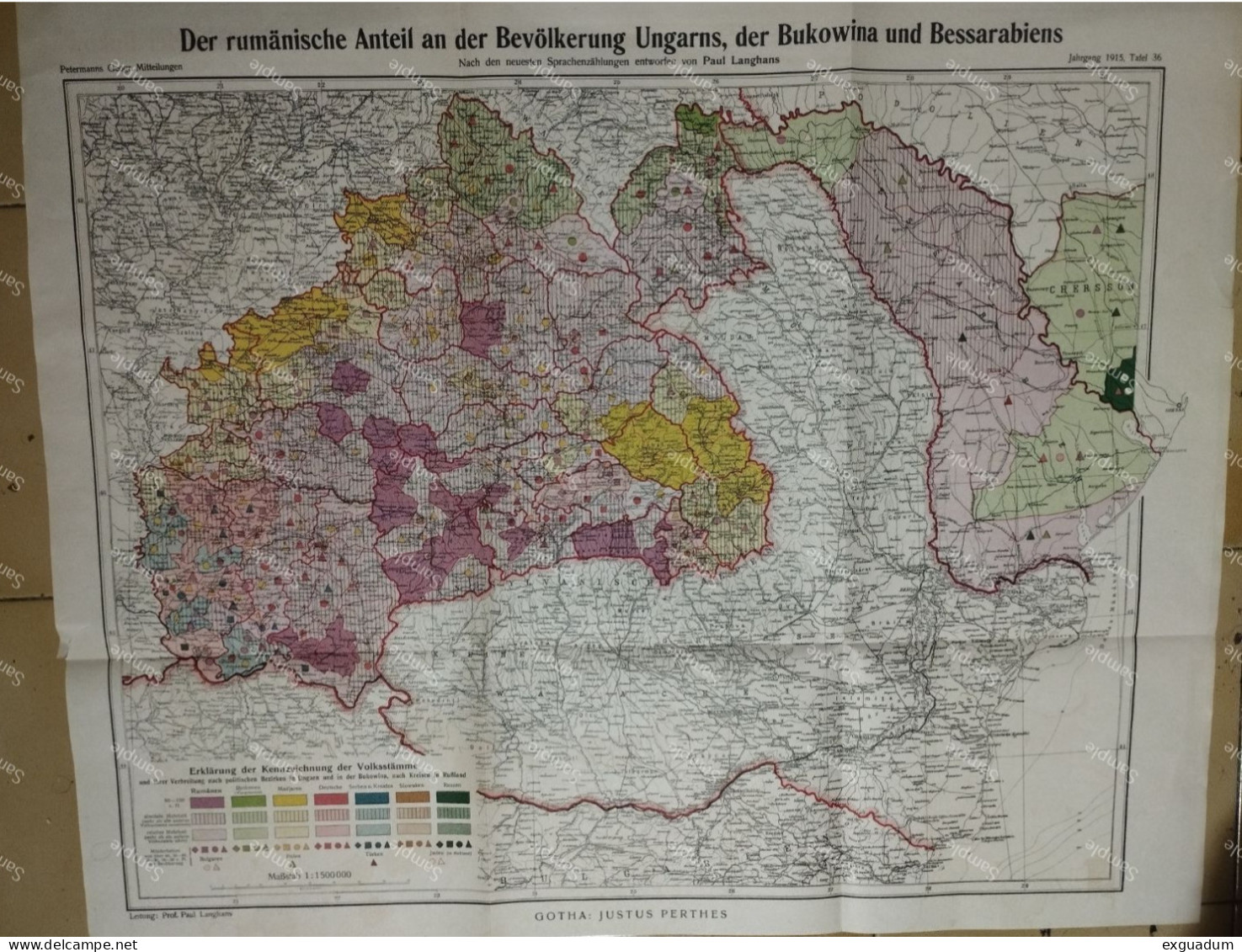 Map Romania Bukowina Basarabia 1916 - Cartes Géographiques