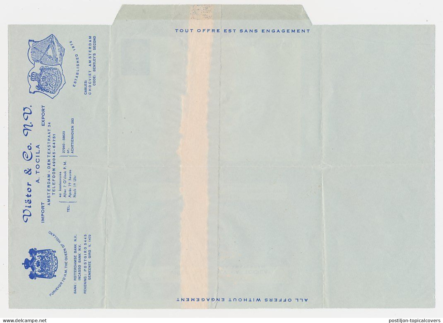 Luchtpostblad G. 3 - Volledige Papierlas - Postblad In Twee Delen - Particulier Bedrukt - Geuzendam - Storia Postale
