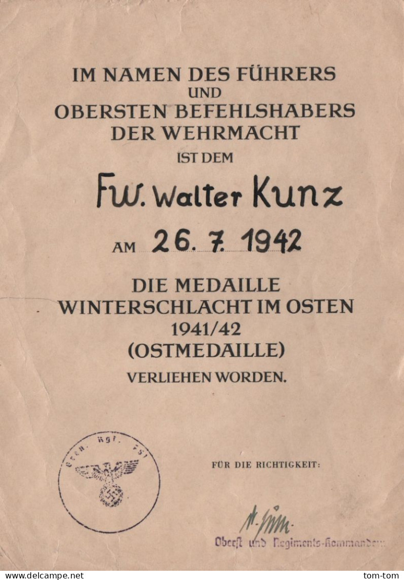 Superbe lot de citations et médailles soldat Wehrmacht WW2