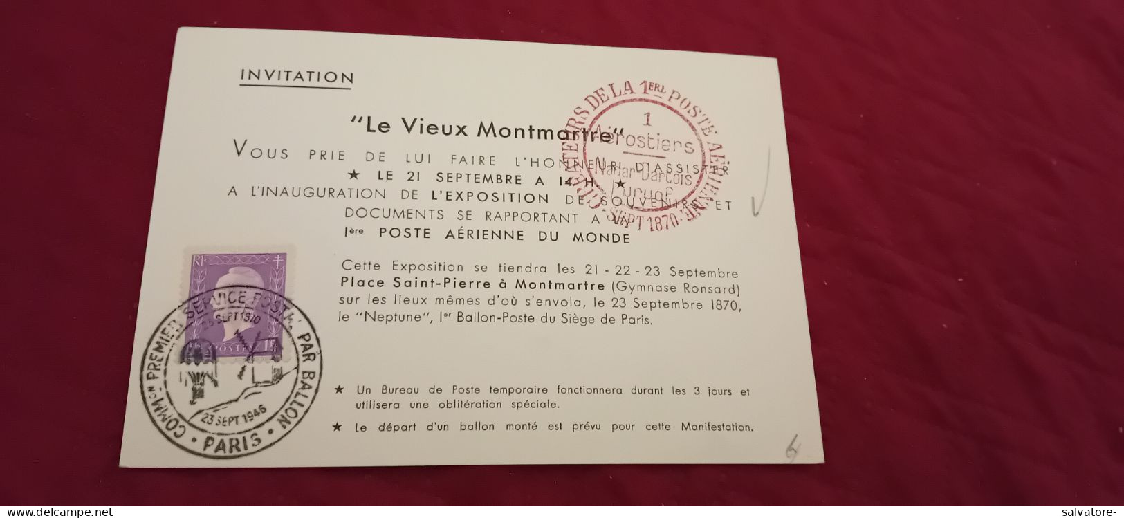 CARTOLINA INVITO " LE VIEUX MONTMARTRE 1946 - Tentoonstellingen