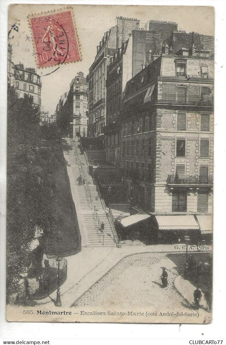 Paris 18 ème Arr (75) : L'Escaliers Sainte-Marie Prise De La Rue André-del-Sarte En 1904 (animé) PF - Arrondissement: 18