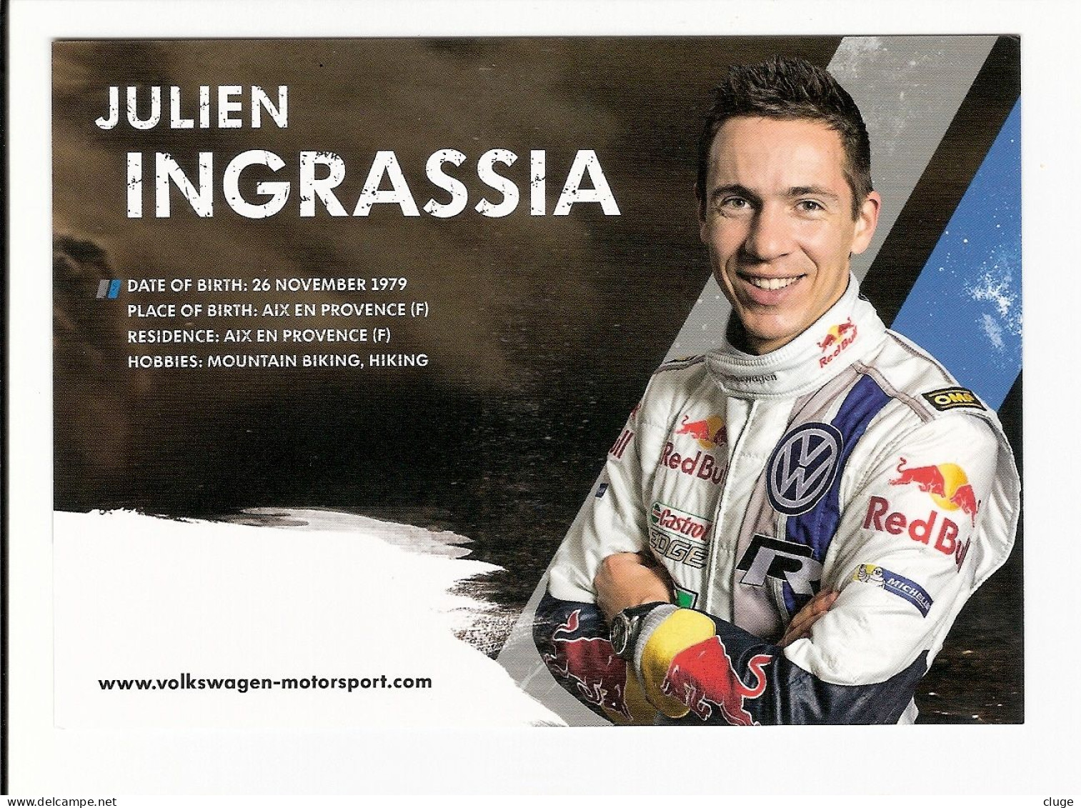 TEAM VOLKSWAGEN MOTORSPORT - Julien INGRASSIA  Copilote De Sébastien OGIER ( Vue Recto Verso ) - Rallye