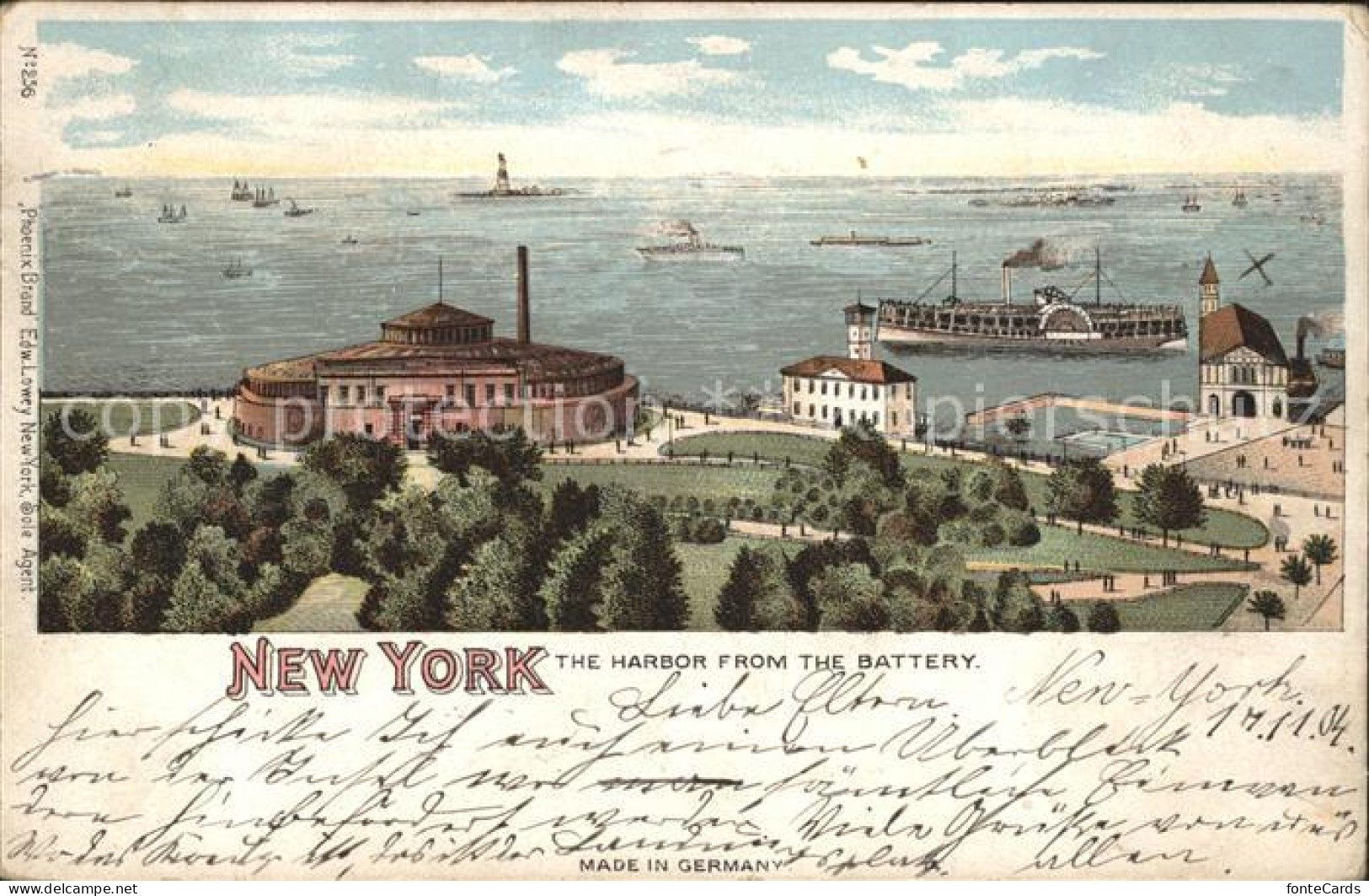 31735738 New_York_City The Harbor From The Battery Wasserraddampfer Litho - Sonstige & Ohne Zuordnung