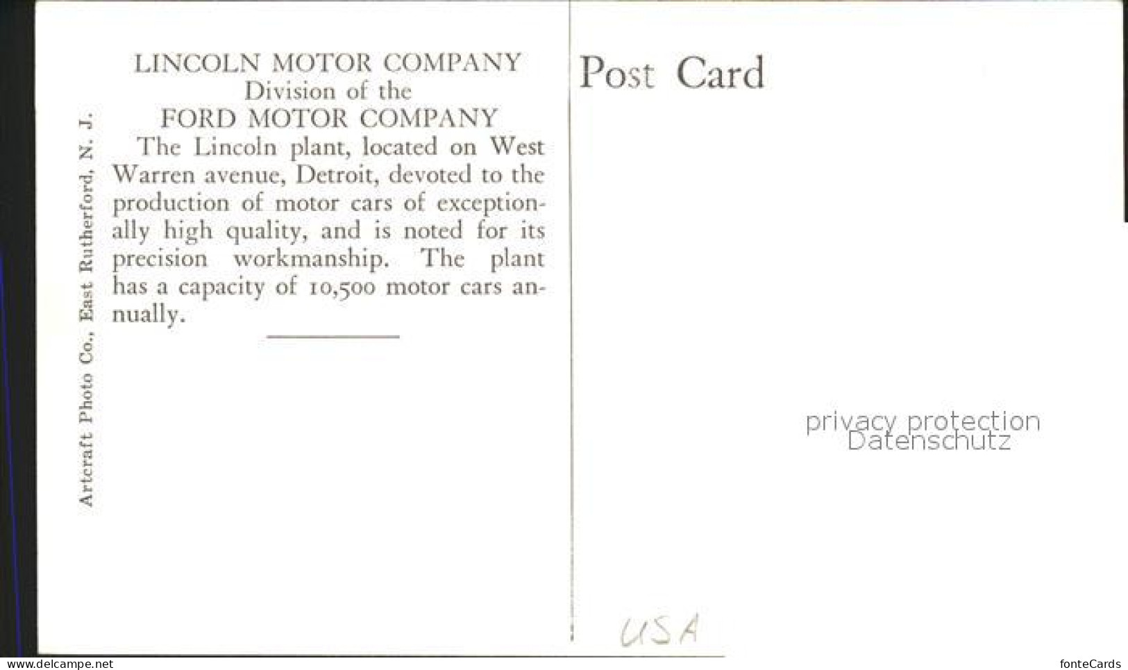 31735723 Detroit_Michigan Lincoln Motor Company Division Of Ford Motor Company A - Other & Unclassified