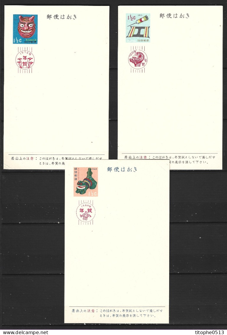 RYUKYU. 3 Cartes Pré-timbrées De 1969-71. - Cartes Postales