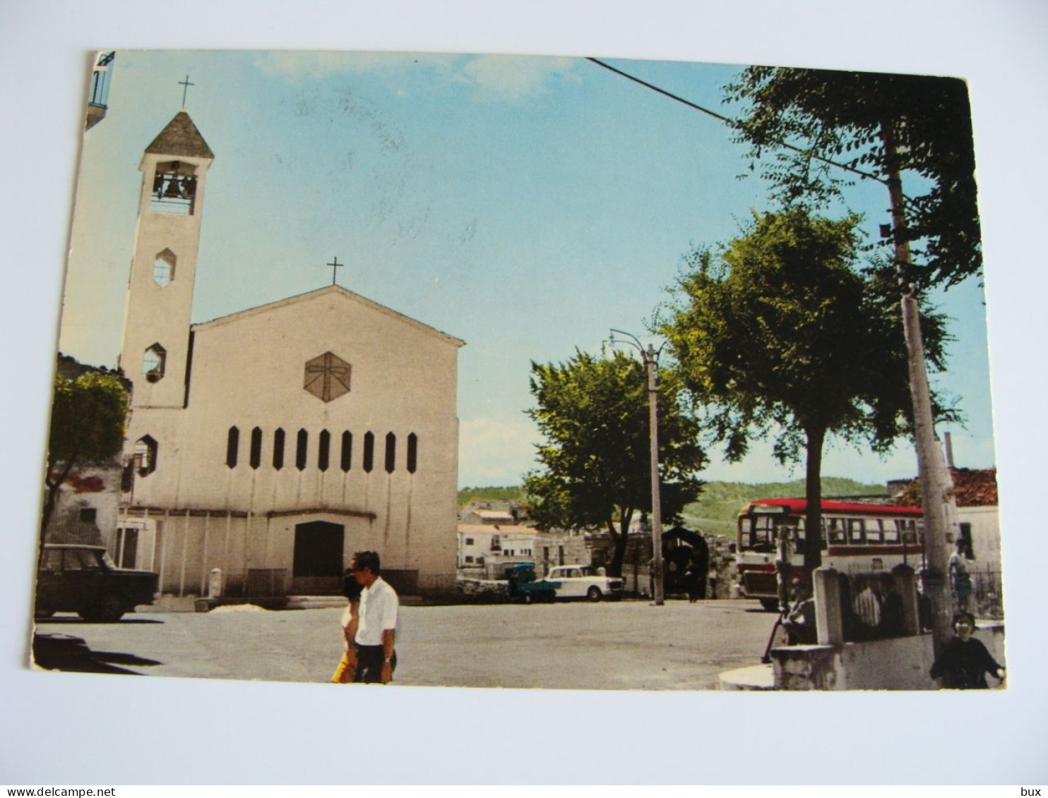 S. GIORGIO LUCANO PIAZZA SANTO ROCCO BUS CORRIERA PULMAN PULLMAN  CHIESA EGLISE CHURCH   MATERA  VIAGGIATA COME DA FOTO - Matera