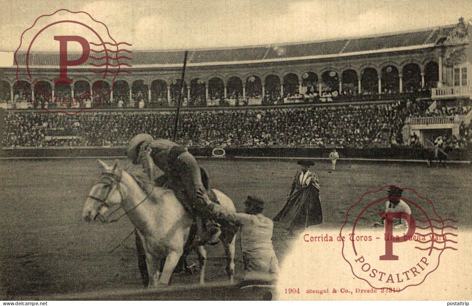 TOROS. UNA BUENA VARA. TAUROMAQUIA. BULLFIGHTING. CORRIDA. TAUREAUX - Stierkampf