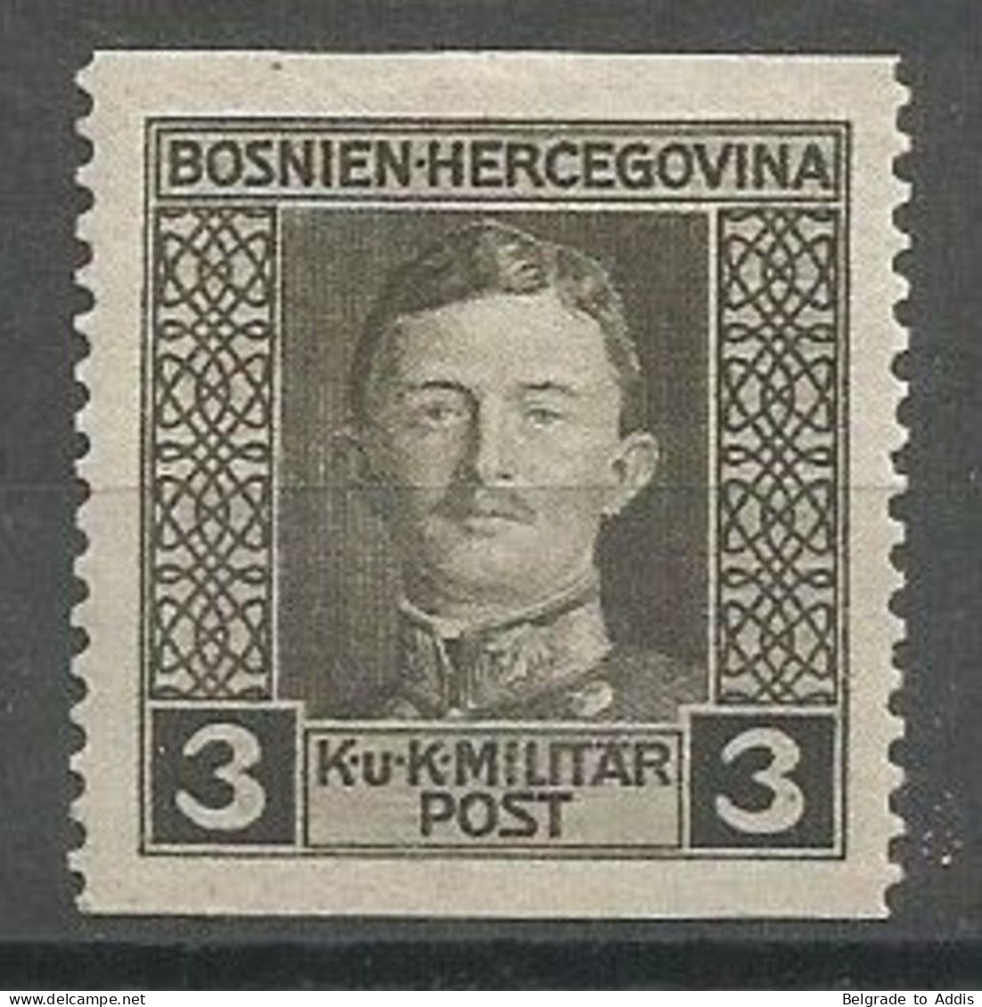 Bosnia Bosnien Österreich K.u.K. Austria Hungary Mi.124Uw Imperforated Horizontally MH / * 1917 - Bosnien-Herzegowina