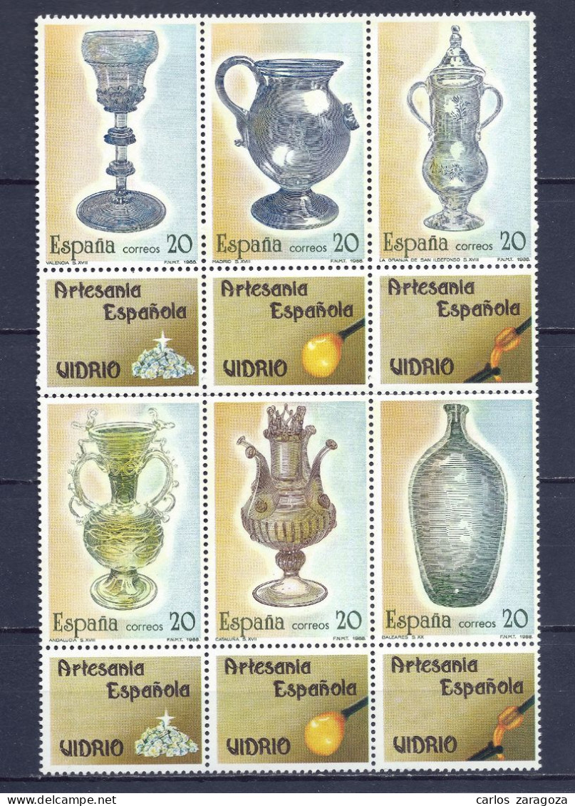 ESPAÑA 1988—BLOQUE: ARTESANÍA ** EDI 2941/2946, YT 2555/2660, Mi 2828 - Unused Stamps