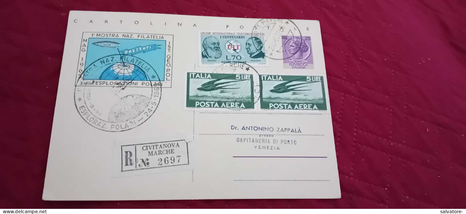 CARTOLINA POSTALE LIRE 25- PRIMA MOSTRA NAZIONALE FILATELICA 1965 - Interi Postali