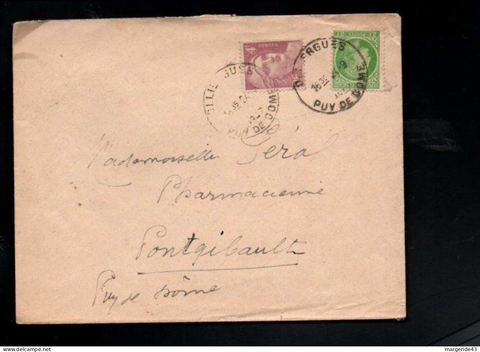 AFFRANCHISSEMENT COMPOSE SUR LETTRE DE OLLIERGUES PUY DE DOME 1947 - Tarifas Postales