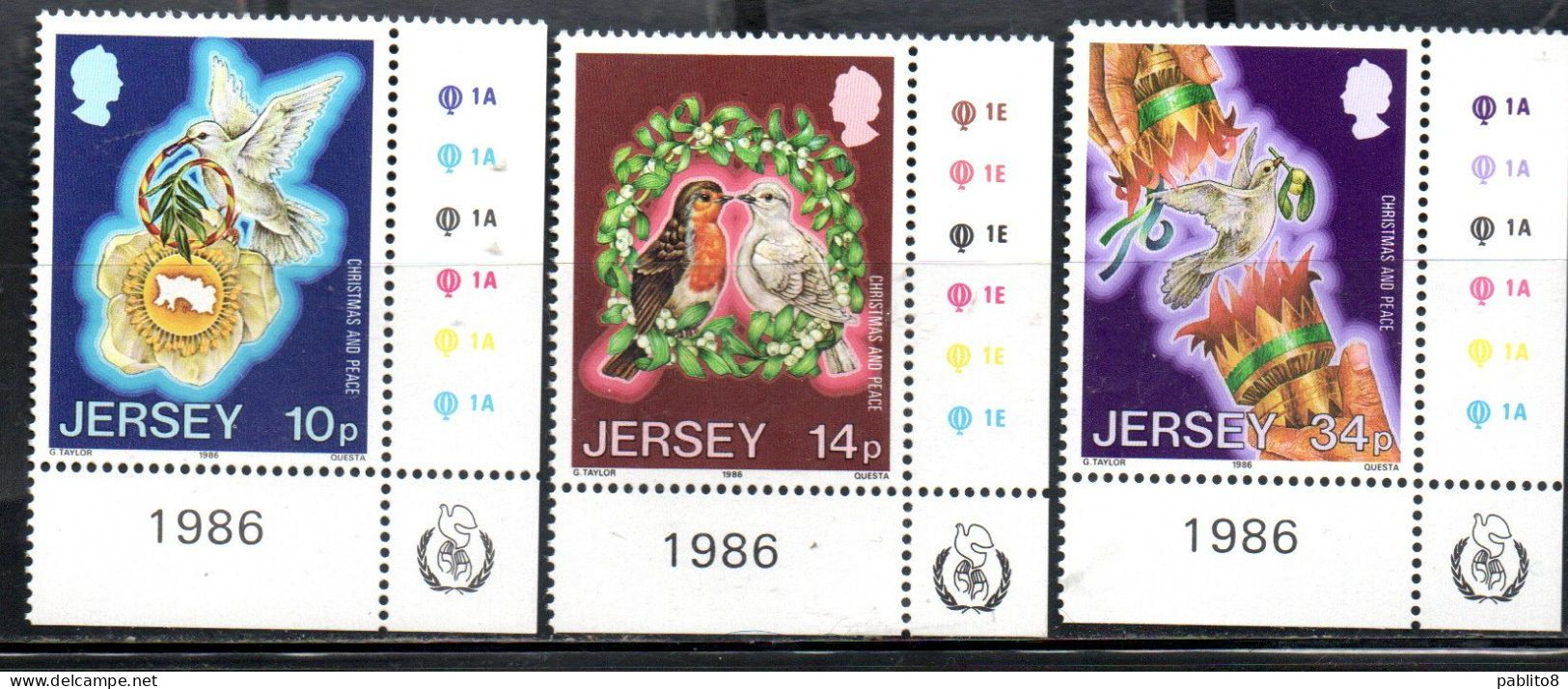 JERSEY 1986 CHRISTMAS NATALE NOEL WEIHNACHTEN NAVIDAD COMPLETE SET SERIE COMPLETA MNH - Jersey