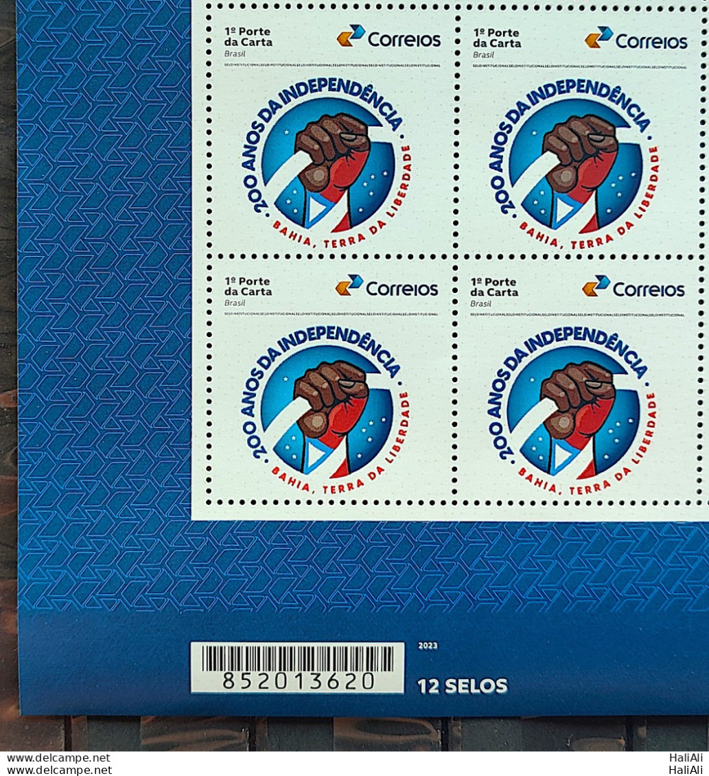 SI 08 Brazil Institutional 200 Years Of Independence Bahia Hand Star 2023 Block Of 4 Code Barras - Personalized Stamps