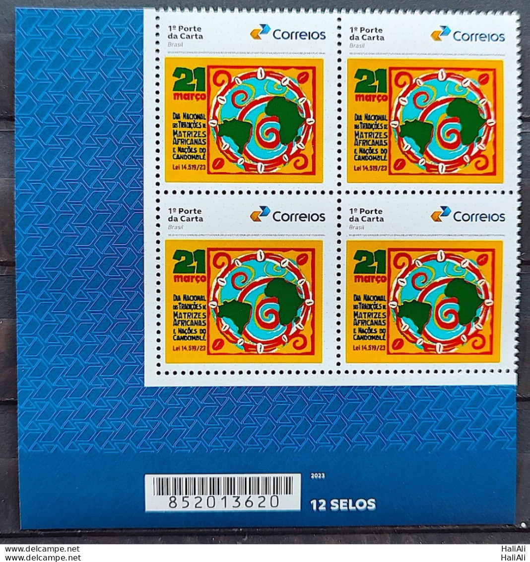 SI 06 Brazil Institutional Traditions Of African Matrices And Candomble Nations Map 2023 Block Of 4 Bar Code - Personalized Stamps
