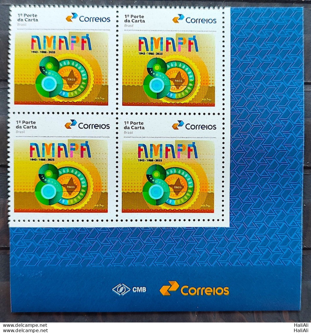 SI 04 Brazil Institutional 80 Years Of Amapa 2023 Block Of 4 Vignette Post Office - Personnalisés