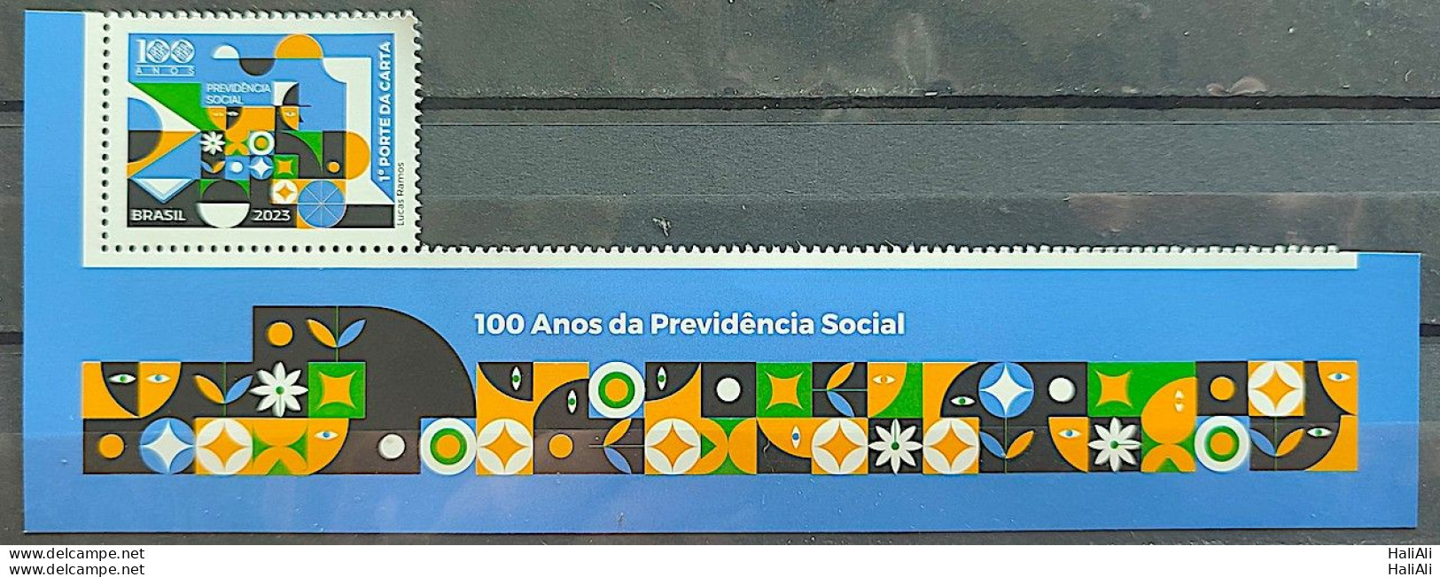 C 4086 Brazil Stamp Social Security Train Economy Flag Work 2023 With Vignette - Neufs