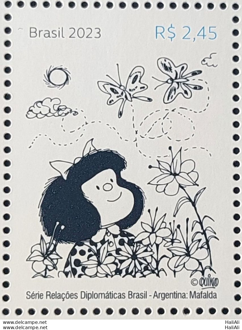 Brazil Stamp C 4125 Diplomatic Relations Argentina Mafalda Butterfly 2023 - Neufs
