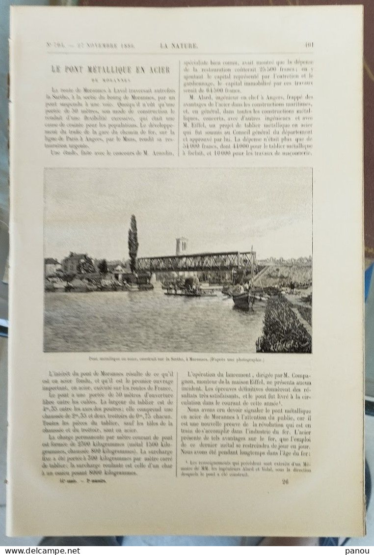 LA NATURE 704 / 27-11-1886. MORANNES SARTHE. AVIGNON RHONE BEDARRIDES INONDATION - Magazines - Before 1900