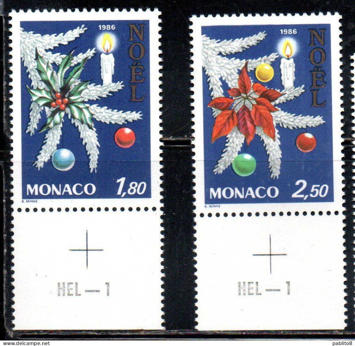 MONACO 1986 CHRISTMAS NOEL WEIHNACHTEN NATALE NAVIDAD COMPLETE SET SERIE COMPLETA MNH - Ongebruikt