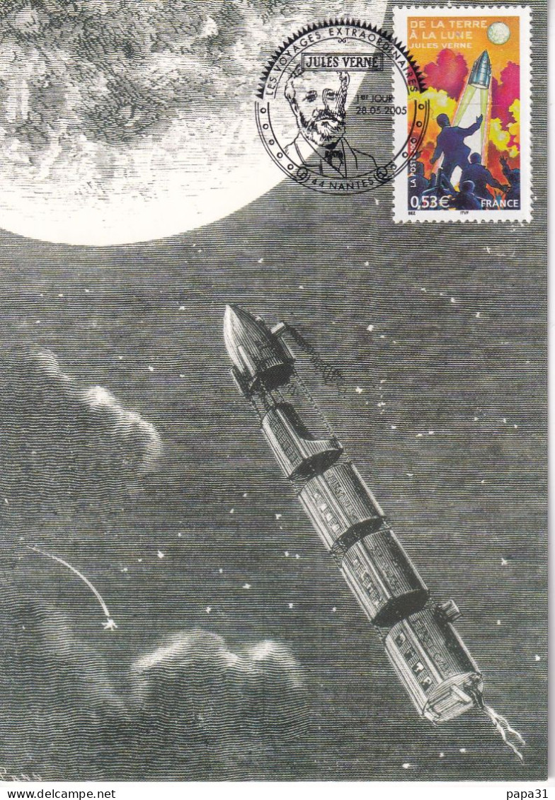 De La Terre à La Lune De Jules Verne Avec Le Timbre - Schrijvers