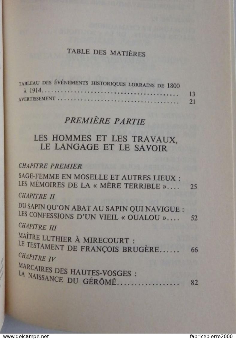 VARTIER - La Vie Quotidienne En Lorraine Au XIXe Siècle Hachette EXCELLENT ETAT Moselle Meuse Vosges - Lorraine - Vosges