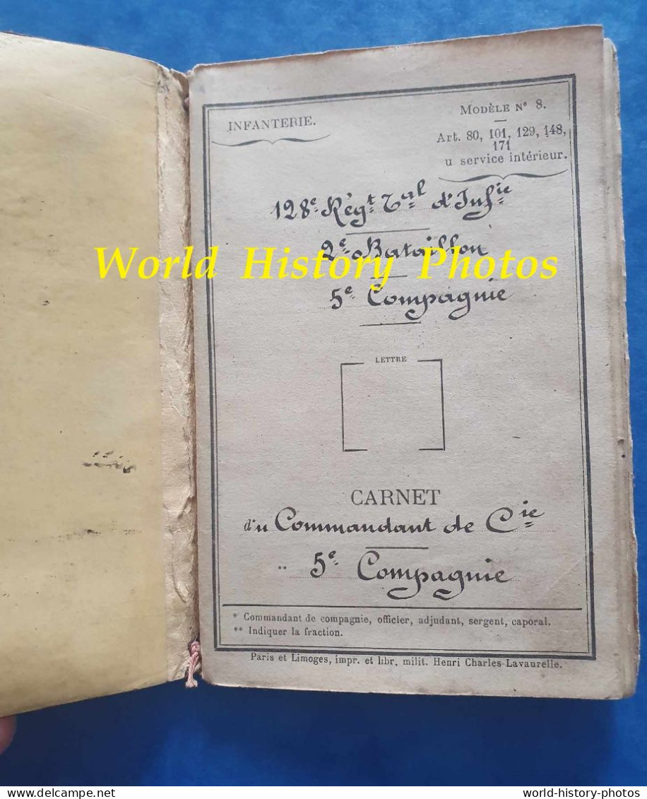 Carnet Ancien Du Commandant De Compagnie - 128e Régiment Territorial Infanterie - ALBI - Noms à Découvrir - TOP RARE - Documenti