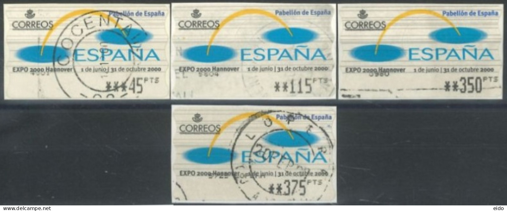 SPAIN - 2000 - EXPO 2000 HANNOVER STAMPS LABELS SET OF 4 OF DIFFERENT VALUES, USED . - Gebraucht