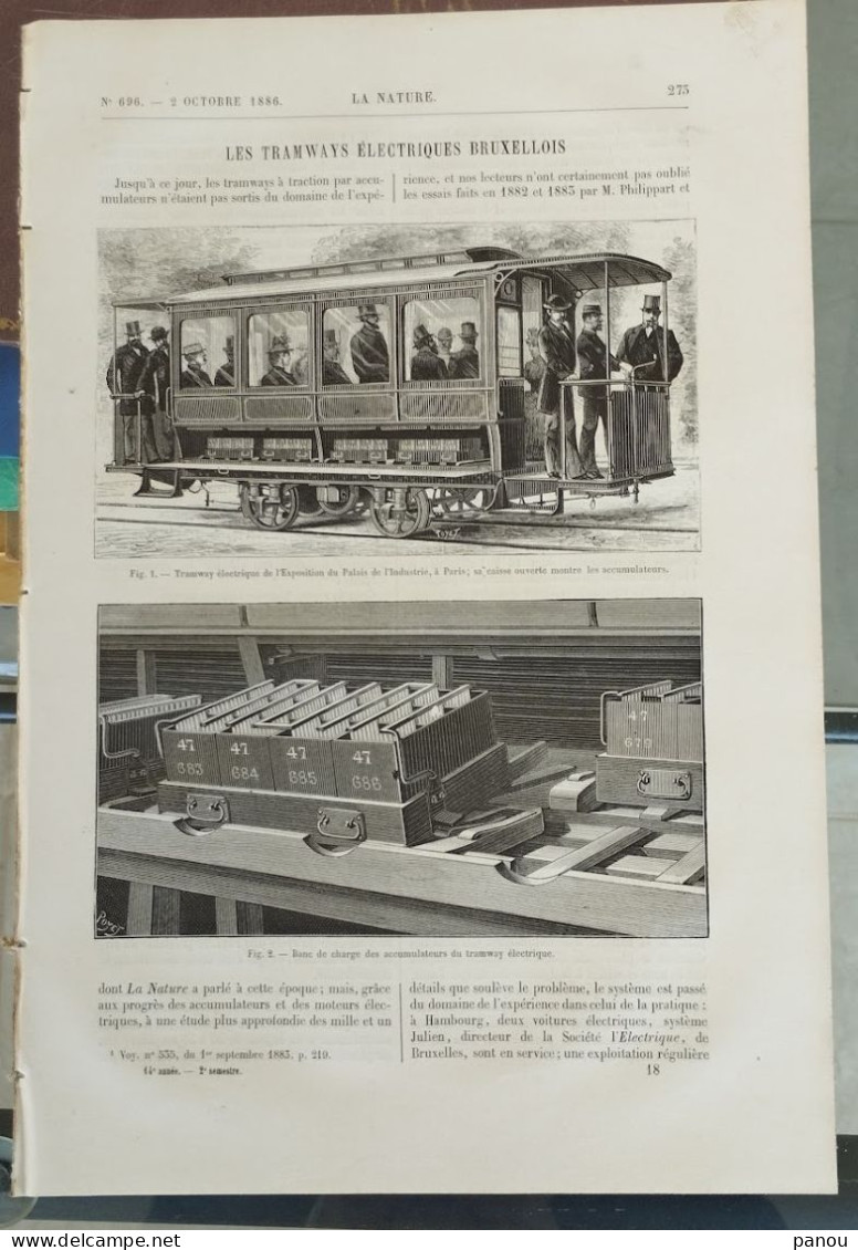 LA NATURE 696/ 2-10-1886. TRAMWAY BRUXELLES TRAM - Magazines - Before 1900