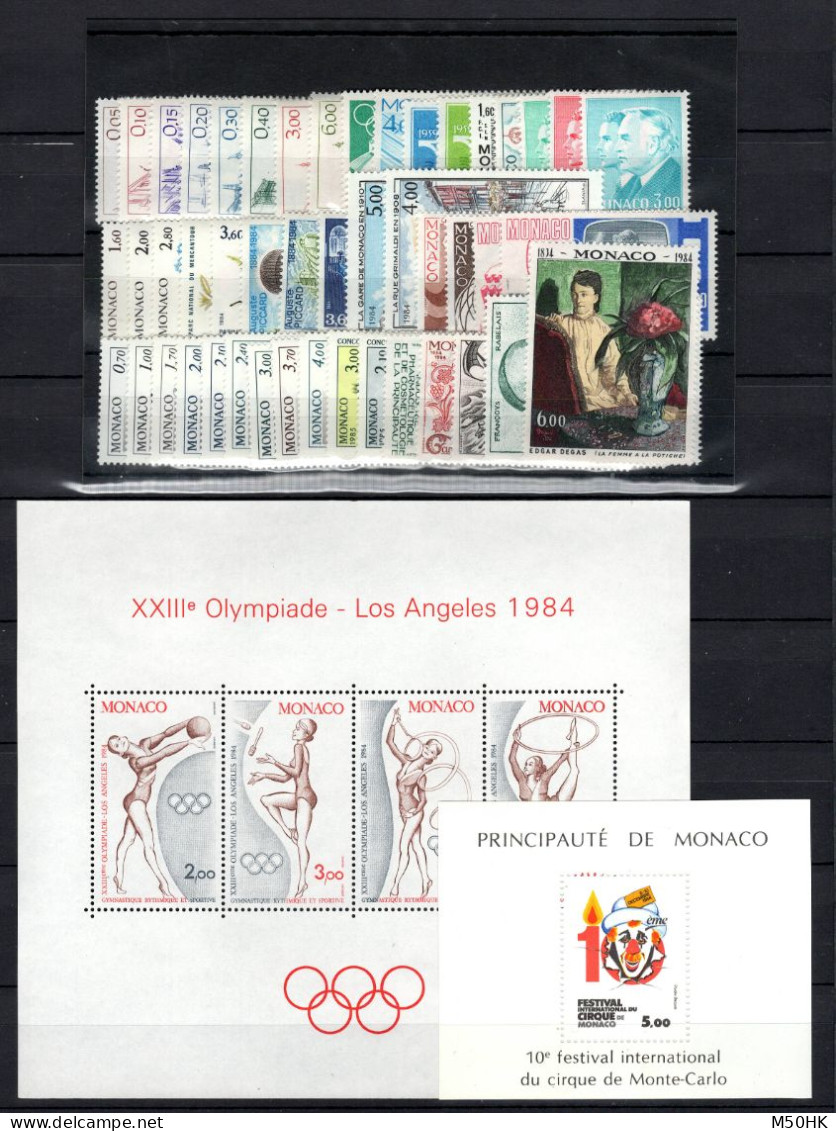 Monaco - Année Complète 1984 N** MNH Luxe - YV 1404 à 1455 , 52 Timbres , Cote 116 Euros - Années Complètes