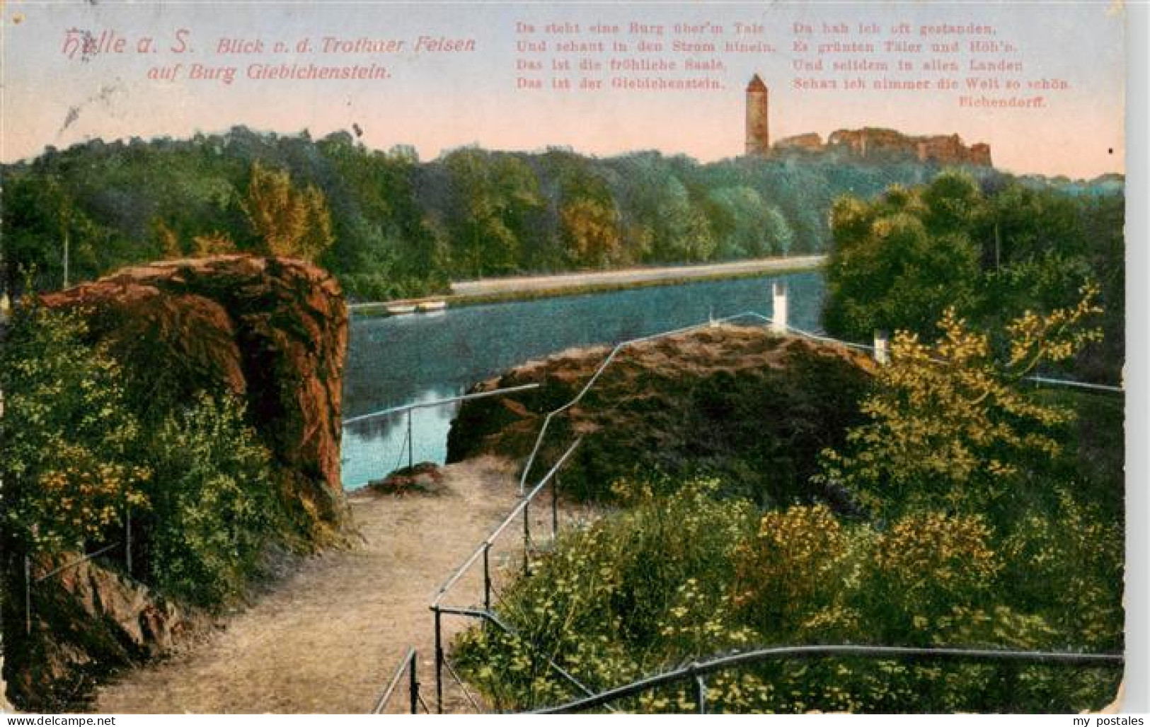 73898224 Halle  Saale Blick Von Den Trothaer Felsen Auf Burg Giebichenstein  - Halle (Saale)