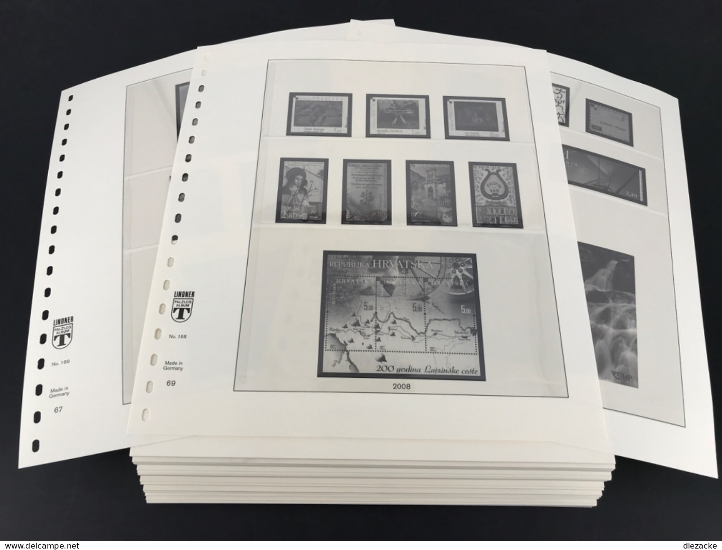 Lindner-T Blankoblätter 3-streifig Ohne Einlagen 100 Blätter Neuwertig ( - Blank Pages