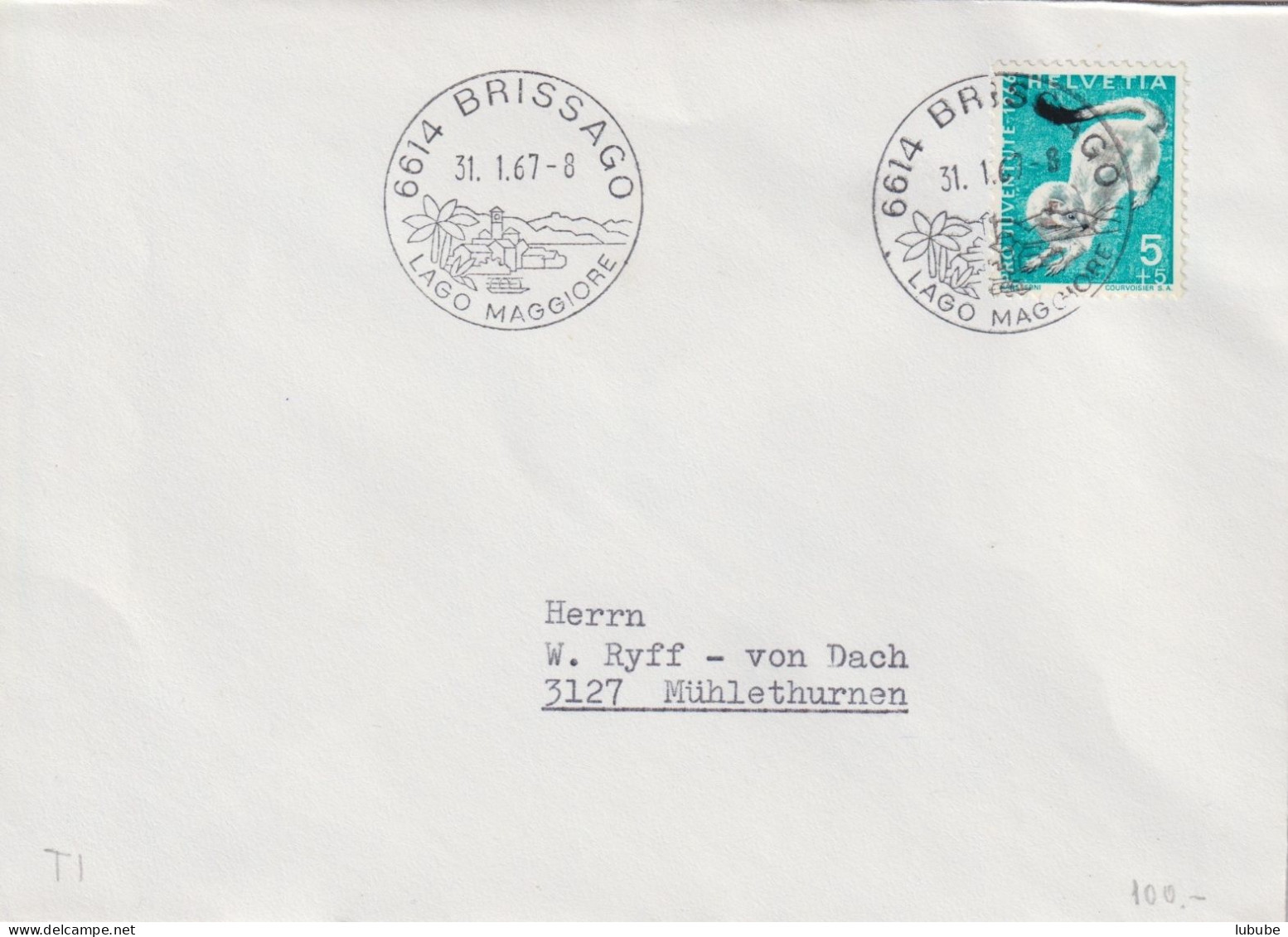 Brief  Brissago - Mühlethurnen  (guter Werbedatumstempel)       1967 - Cartas & Documentos