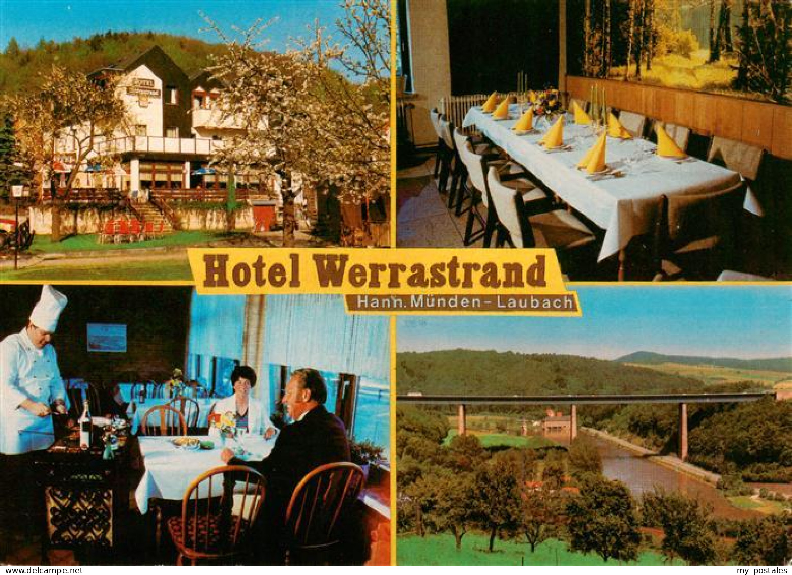 73898155 Laubach Hann Muenden Hotel Werrastrand Gastraeume Autobahnbruecke Lauba - Hannoversch Muenden