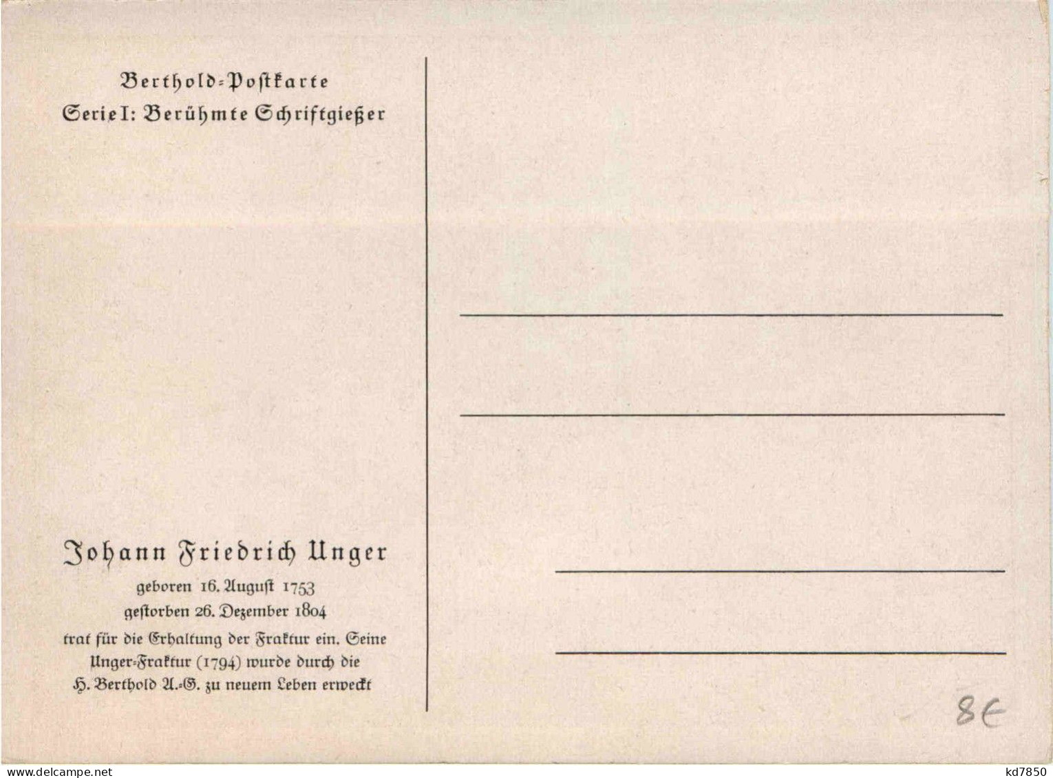 Johann Friedrich Unger - Berthold Postkarte - Historische Figuren