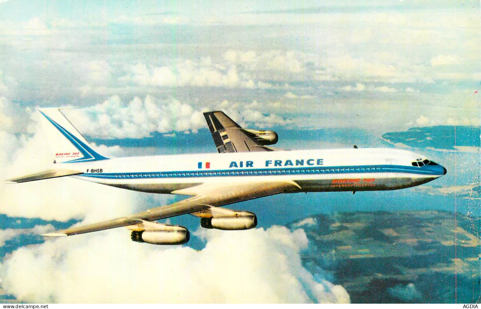 LOT DE 5  CARTES, AVIONS - OLYMPIC AIRWAYS - DELTA AIR LINES - AIR CANADA - AIR FRANCE - CIRCULEE 1968