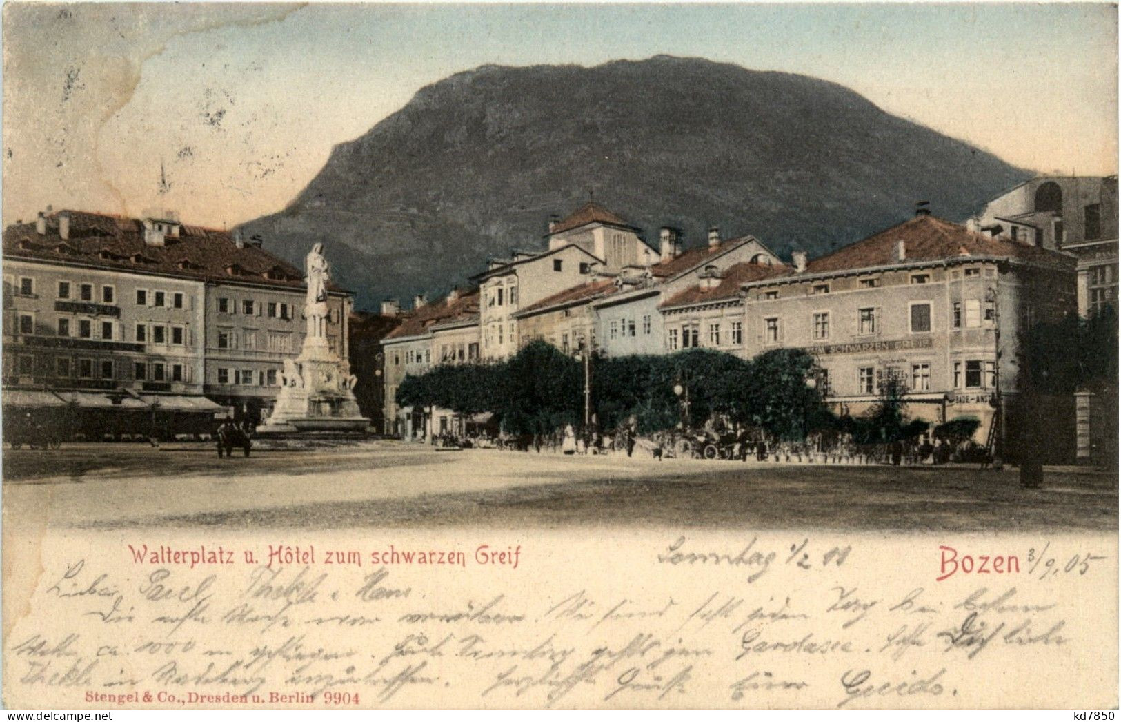 Bozen - Walterplatz Und Hotel Zum Schwarzen Greif - Bolzano (Bozen)