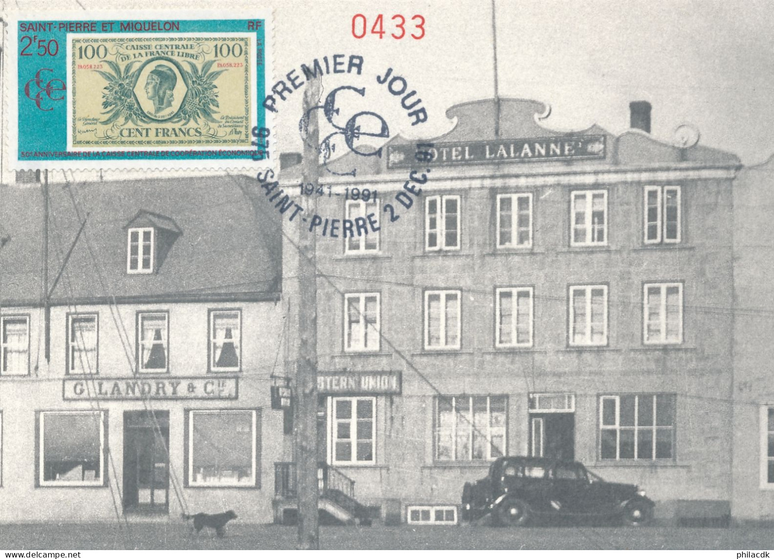 SAINT PIERRE ET MIQUELON - CARTE MAXIMUM OBLITEREE AVEC CAD DU 2 DECEMBRE 1991 - Cartoline Maximum